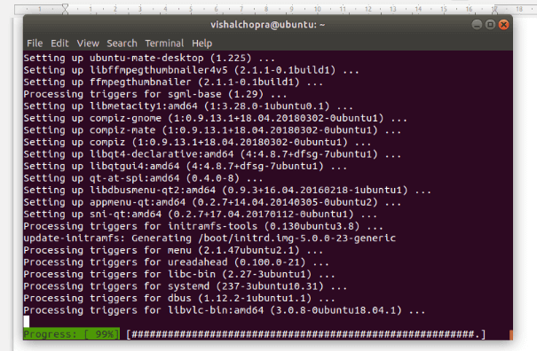 ubuntu mate installing in progress