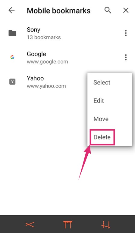how to remove bookmarks from Chrome